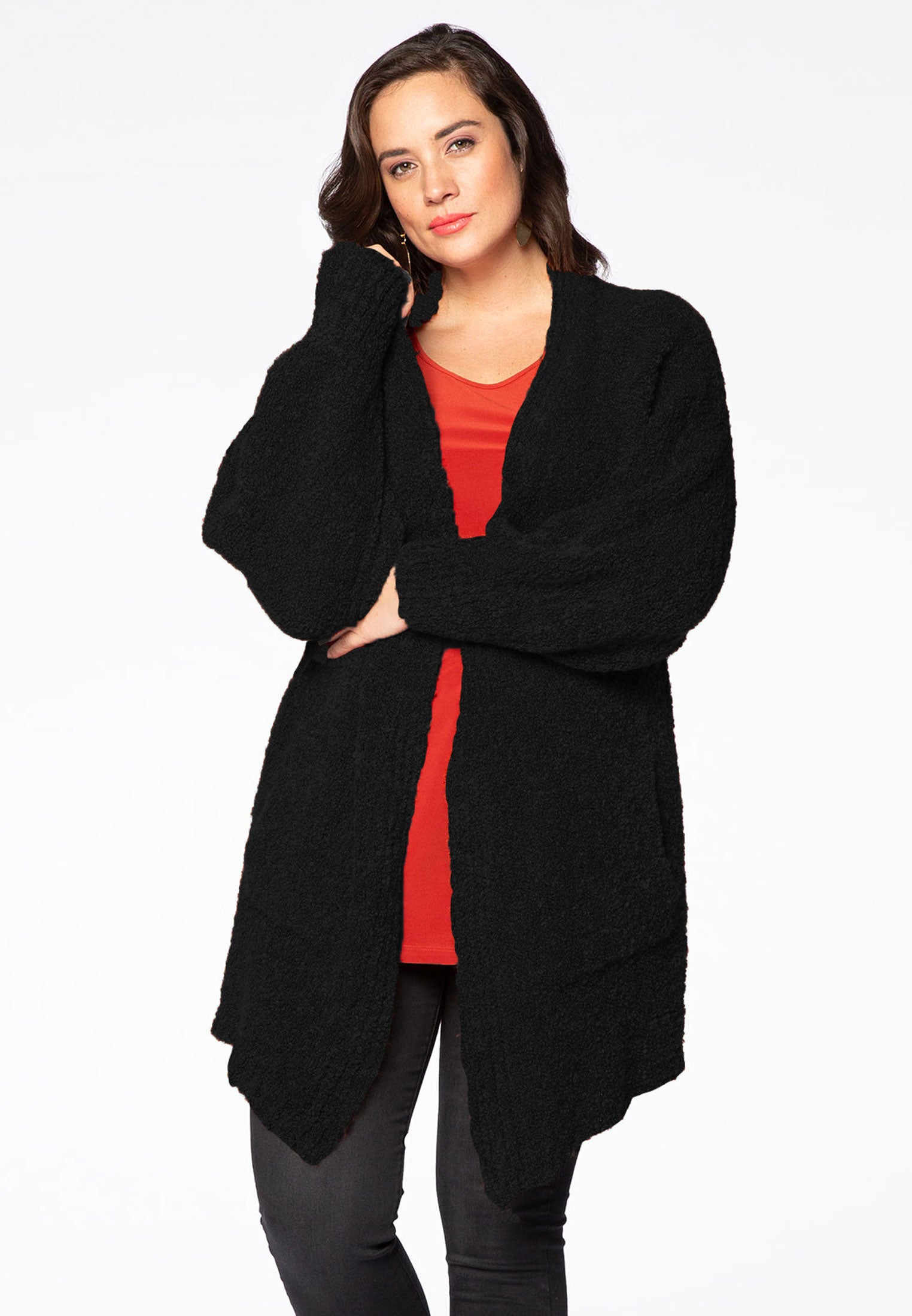 Yoek Cardigan teddy | Zwart | Maat 38/40