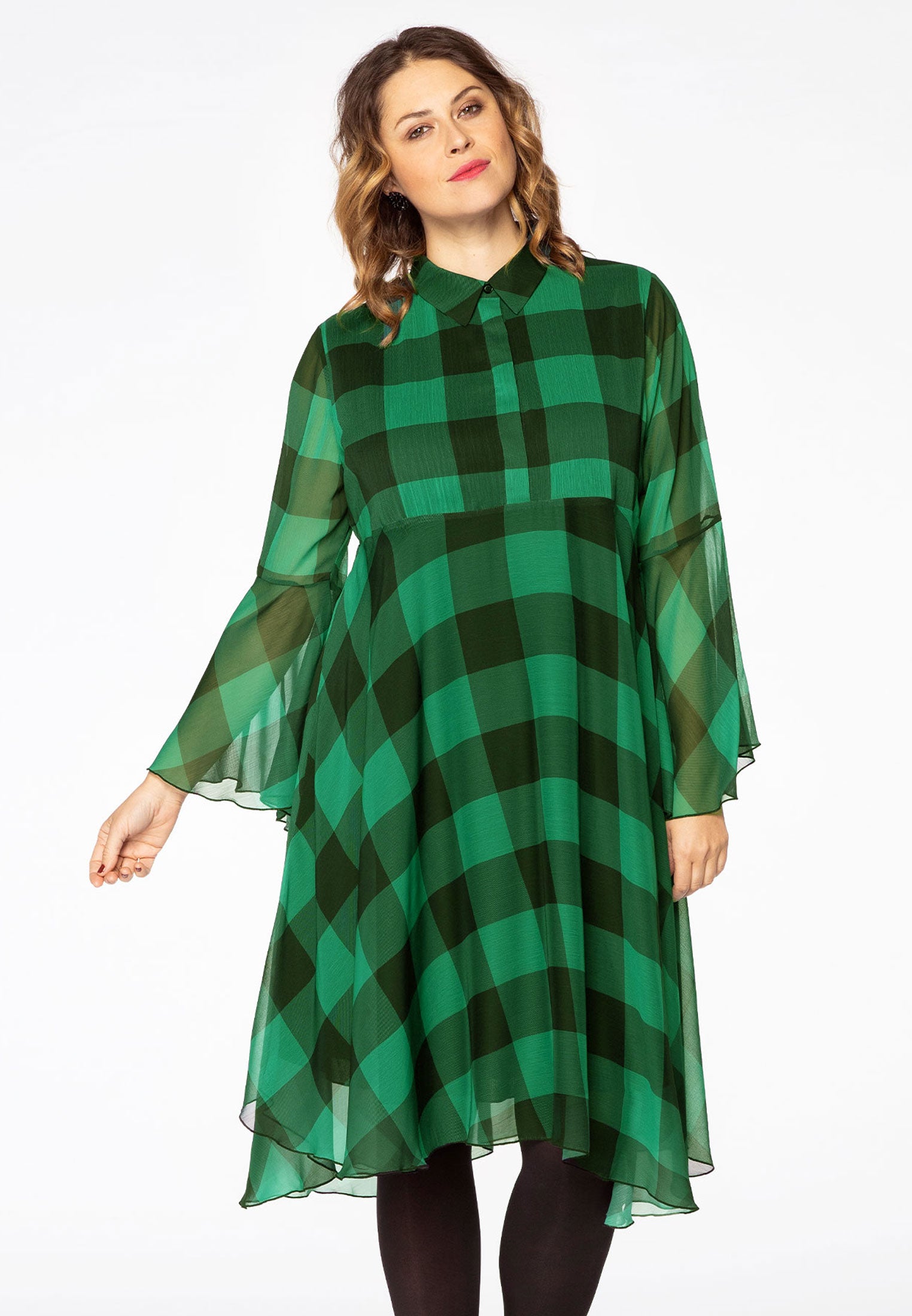 Yoek Jurk CARREAU | Groen | Maat 46/48