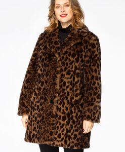 Yoek Mantel fur BROWN | Bruin | Maat 44