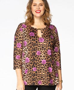 Yoek Shirt relax LEO ROSE | Bruin | Maat 38/40