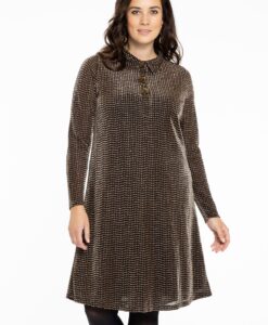 Yoek Jurk polo LUREX | Zwart | Maat 38/40