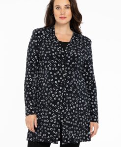 Yoek Lange Blazer CIRCLES | Zwart | Maat 54/56