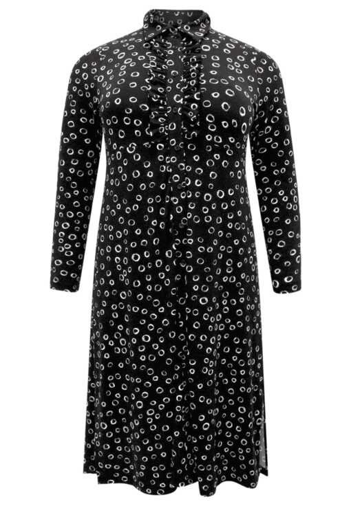 Yoek Blouse-jurk CIRCLES | Zwart | Maat 46/48