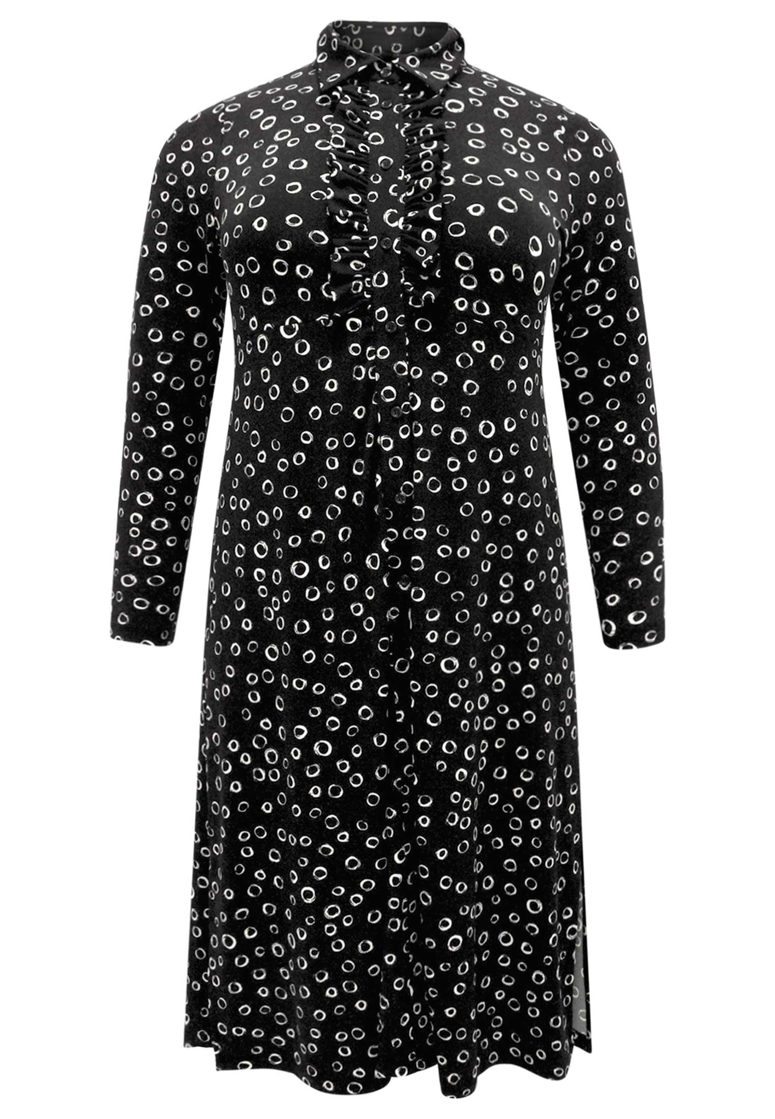 Yoek Blouse-jurk CIRCLES | Zwart | Maat 46/48