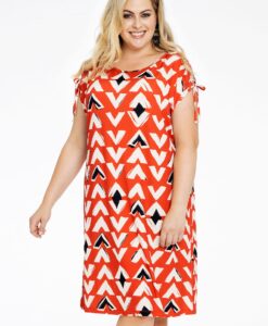 Yoek Jurk MIX PRINT | Rood | Maat 38/40