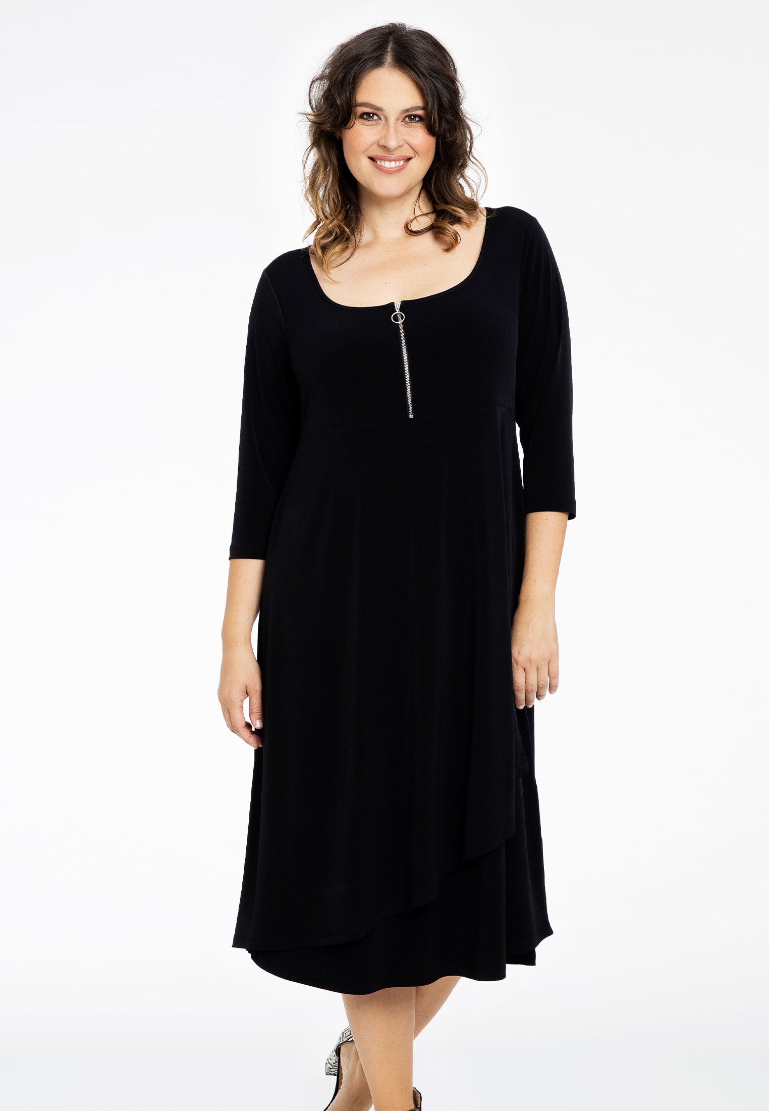 Yoek Jurk met rits | Zwart | Maat 38/40