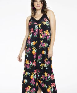 Yoek Jurk BLOOMY | Zwart | Maat 46/48