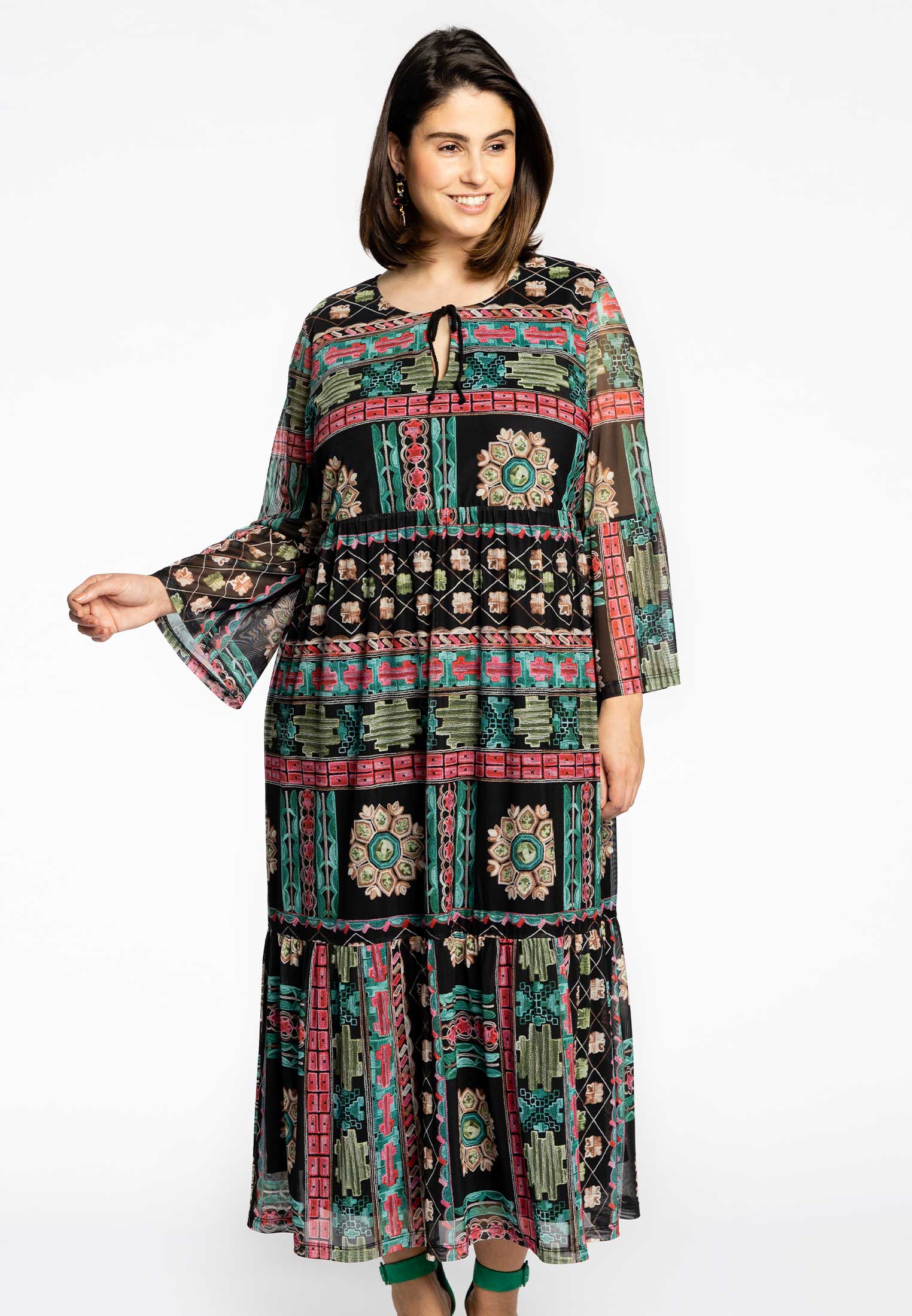 Yoek Jurk BOHO | Zwart | Maat 38/40