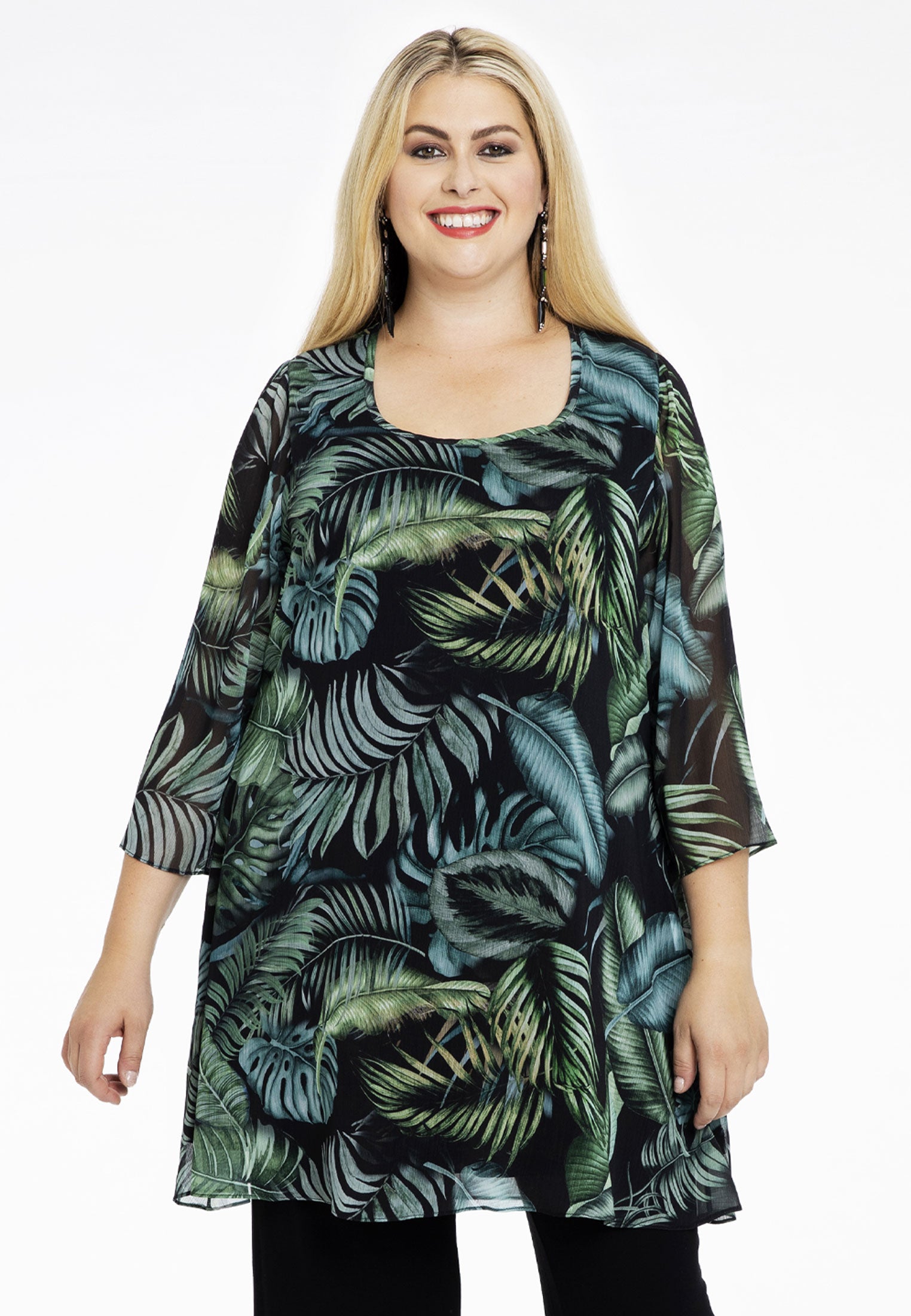 Yoek Tuniek wide bottom TROPICOOL | Zwart | Maat 38/40