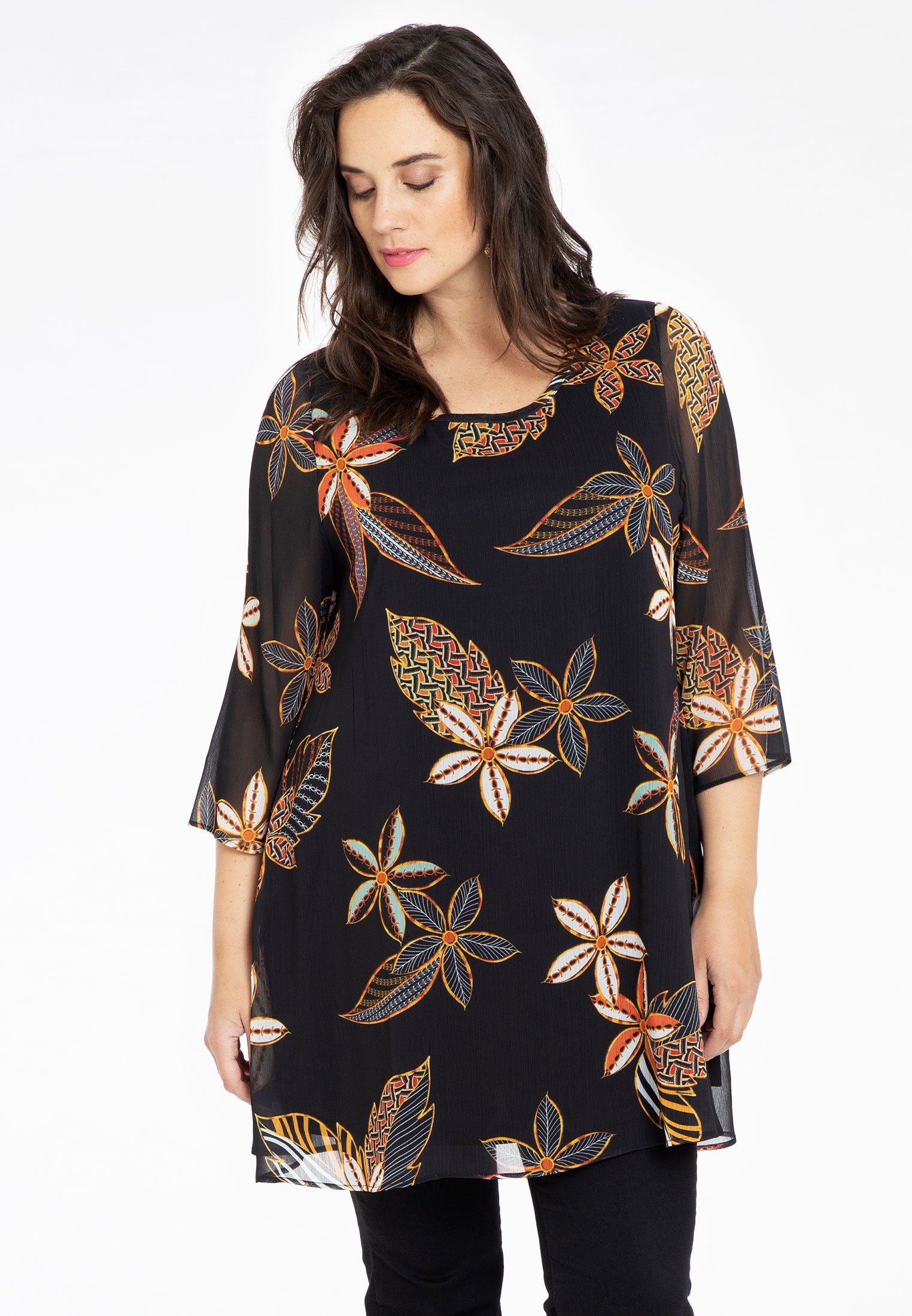 Yoek Tuniek wide bottom MAYFLOWER | Zwart | Maat 50/52