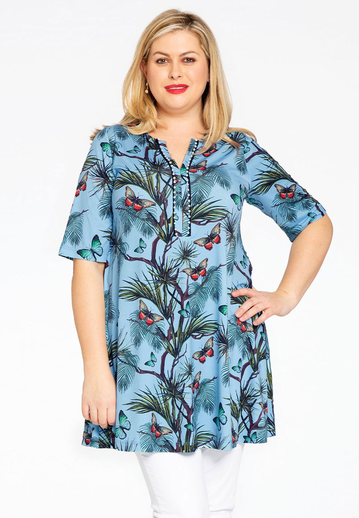 Yoek Tuniek wide bottom PAPILLON | Blauw | Maat 38/40