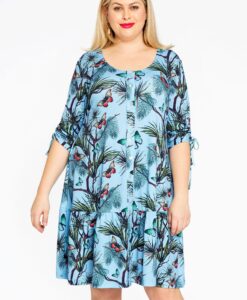 Yoek Jurk met volants PAPILLON | Blauw | Maat 38/40