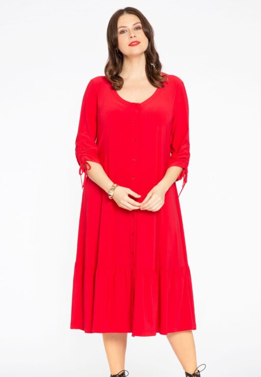 Yoek Jurk met volants | Rood | Maat 38/40