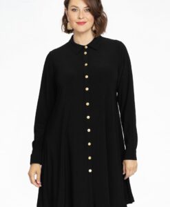 Yoek Blouse wijd A-lijn | Zwart | Maat 50/52