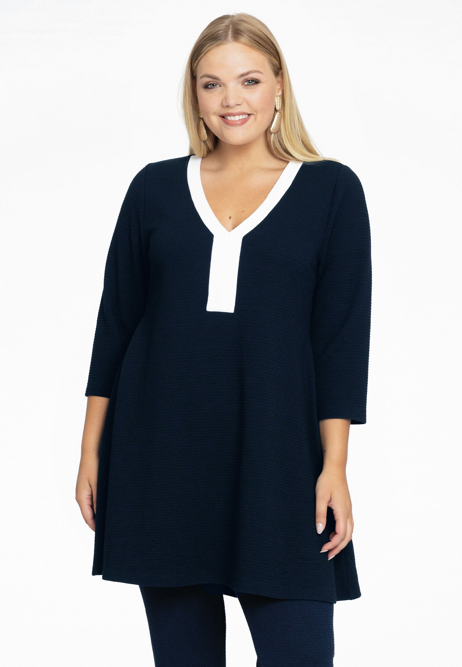 Yoek Tuniek wide bottom V-halslijn | Blauw | Maat 38/40