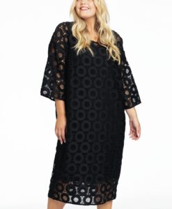 Yoek Wijde jurk CIRCLE | Zwart | Maat 38/40