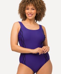 Grote Maten Badpak, Dames, blauw, Maat: 54, Synthetische vezels/Elastaan, Ulla Popken