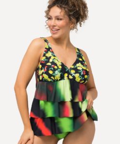 Grote Maten Tankini, Dames, zwart, Maat: 50, Synthetische vezels/Elastaan, Ulla Popken