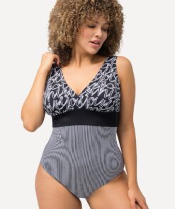 Grote Maten badpak, Dames, zwart, Maat: 54, Polyester/Synthetische vezels/Elastaan, Ulla Popken