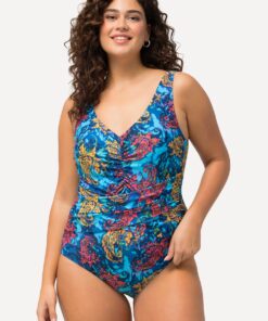 Grote Maten Badpak, Dames, blauw, Maat: 50, Synthetische vezels/Elastaan, Ulla Popken