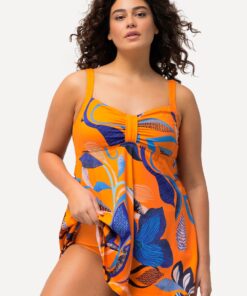 Grote Maten Badjurk, Dames, oranje, Maat: 48, Polyester/Synthetische vezels/Elastaan, Ulla Popken