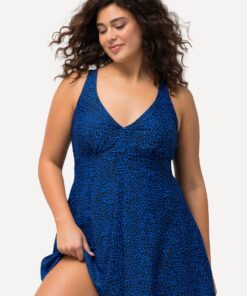 Grote Maten Badjurk, Dames, blauw, Maat: 58/60, Polyester/Synthetische vezels/Elastaan, Ulla Popken