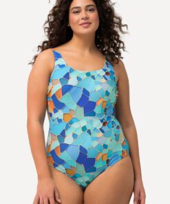 Grote Maten Badpak, Dames, blauw, Maat: 54/56, Polyester/Synthetische vezels/Elastaan, Ulla Popken