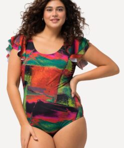 Grote Maten Badpak, Dames, groen, Maat: 58, Polyester/Synthetische vezels/Elastaan, Ulla Popken