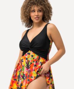 Grote Maten Badpak, Dames, oranje, Maat: 44, Polyester/Synthetische vezels/Elastaan, Ulla Popken