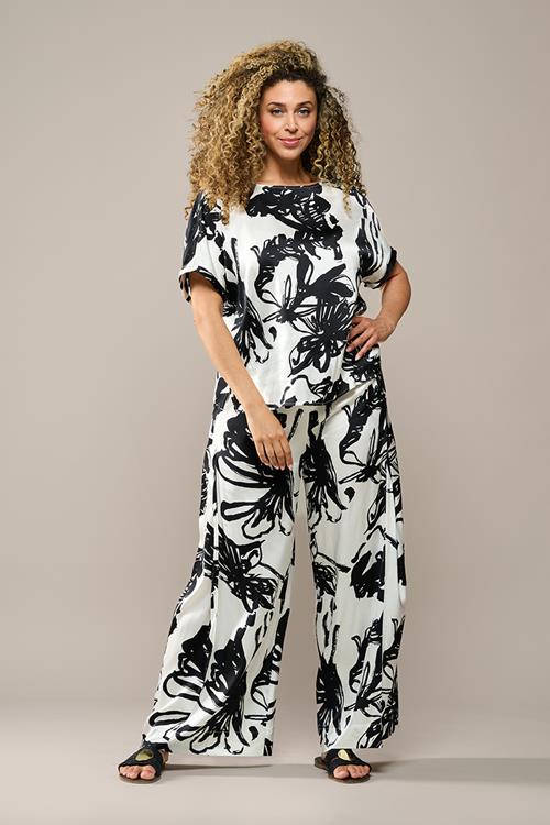 Cassandra Print Broek Zwart / Wit Maxi