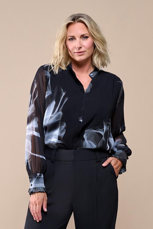 Caylee Print Blouse Zwart / Wit Maxi