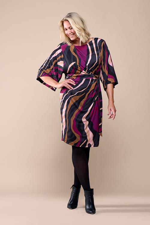 Milan Print Jurk Dark Berry Maxi