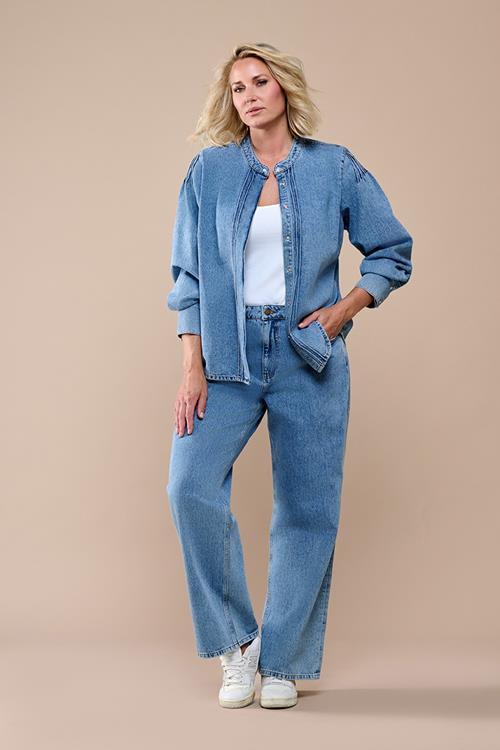 Nina Denim Blouse Denim Blauw Maxi