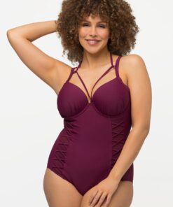 Grote Maten Badpak, Dames, rood, Maat: 54, Synthetische vezels/Elastaan, Ulla Popken