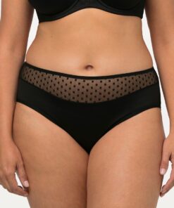 Grote Maten Maxi slip, Dames, zwart, Maat: 66/68, Katoen/Synthetische vezels/Elastaan, Ulla Popken