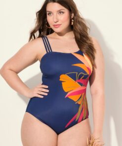 Grote Maten Badpak, Dames, blauw, Maat: 64, Synthetische vezels/Elastaan, Ulla Popken