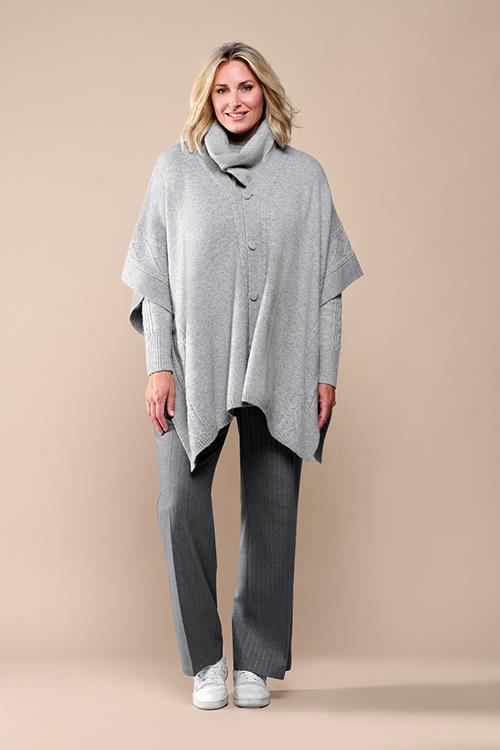 Ayla Lurex Poncho Grijs / Zilver Maxi