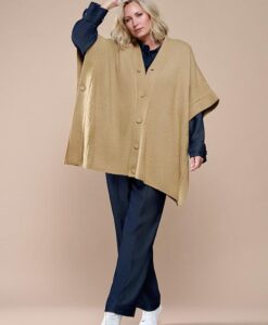 Ayla Lurex Poncho Zand / Goud Maxi
