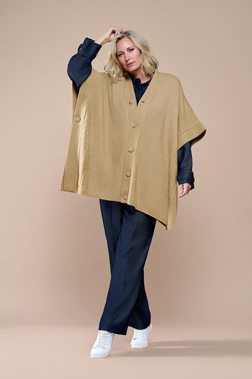 Ayla Lurex Poncho Zand / Goud Maxi