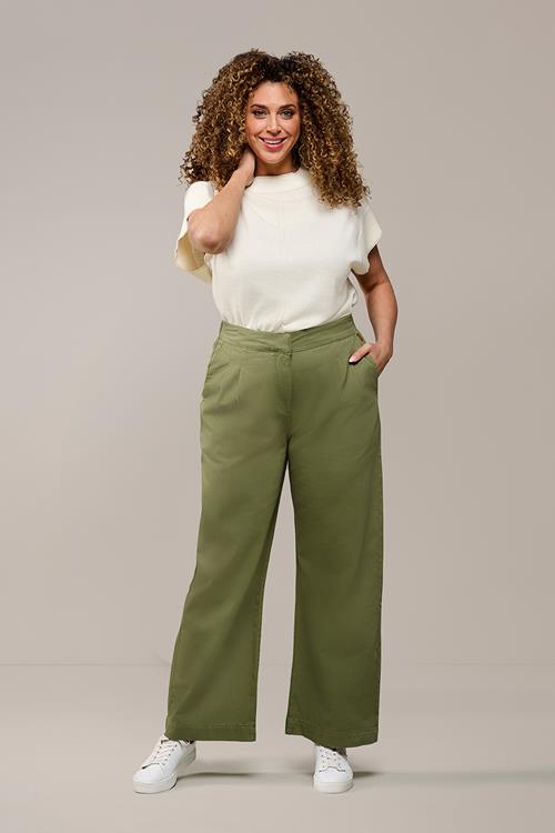 Belle Broek Olijfgroen Maxi