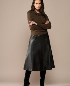 Delilah Leren Rok Donkerbruin