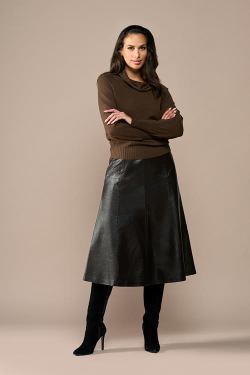 Delilah Leren Rok Donkerbruin