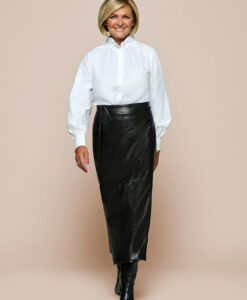 Caroline Tensen Washington Leren Rok Zwart