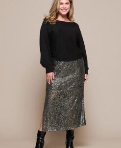 Nyla Rok Donker Metallic Maxi