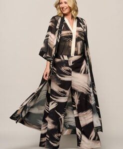 Isla Print Kaftan Zwart / Off White Maxi