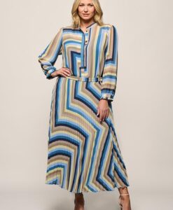 Lara Plisse Rok Blauw / Multi Maxi