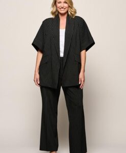 Roseline Kimono Blazer Zwart / Wit Maxi