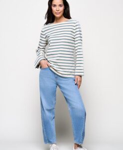 Caroline Tensen Chester Streep Top Ecru / Groen