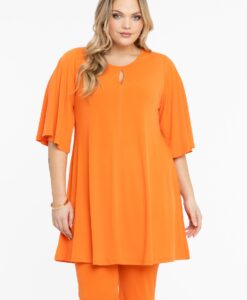 Yoek Tuniek wide bottom cirkelmouw | Oranje | Maat 42/44