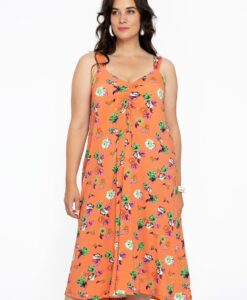 Yoek Mouwloze jurk AZALEA | Oranje | Maat 54/56